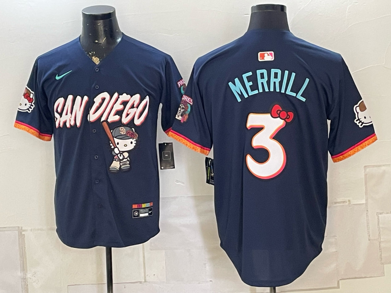 Youth San Diego Padres #3 Merrill blue MLB Jersey 0831001->youth mlb jersey->Youth Jersey